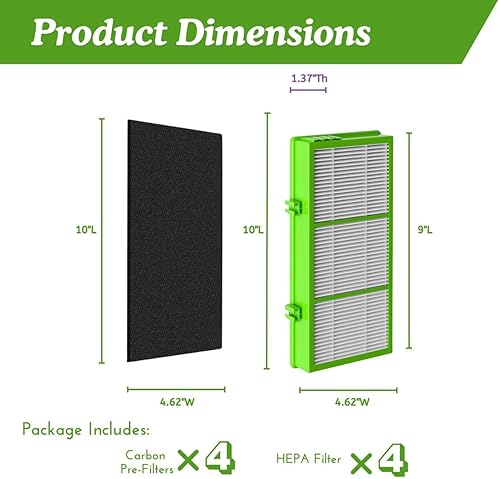 Miniatura 5 de Nispira AER1 HAPF300AHD - Filtros de eliminación de alérgenos para purificador de aire Holmes HAPF300AH-U4R HAPF30AT HAP242-NUC, 4 HEPA 4 Carbon