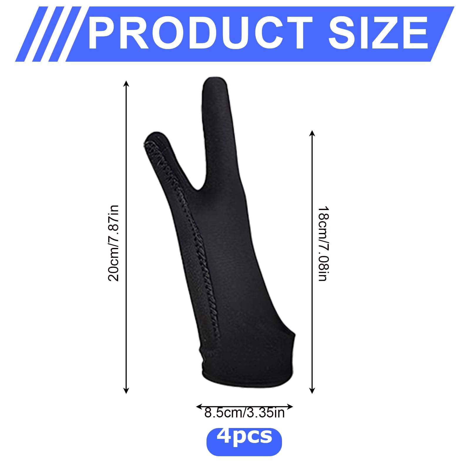 4 Pack Artist Glove for Graphics Drawing Tablet 3-Layer Palm Anti-fouling Digital Art Glove for Graphic Tablet Two Finger Gloves for Graphics Drawing Pad and Art Creation for Right or Left Hand - Image 2
