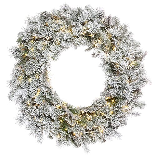 Vickerman K173548LED 48 Inch Flocked Kiana Artificial Christmas Wreath, Warm White Dura-Lit® Led Mini Lights cover