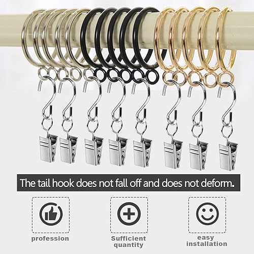 Miniatura 8 de Teenitor 60 ganchos de luz de fiesta, ganchos de canalón para luces, clips de cortina, ganchos de abrazadera para colgar, clips para colgar