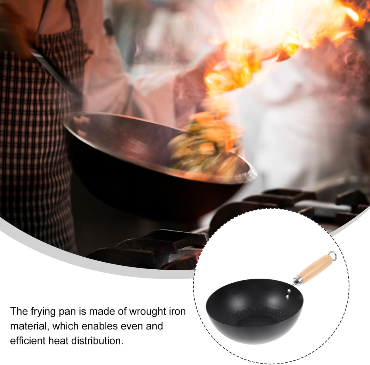 Cabilock Small Iron Pot Japanese Style Mini Wok 8 Inch Flat Bottom Cast Iron Pan for Single Serving Cooking Compatible with Induction Gas Electric Stoves