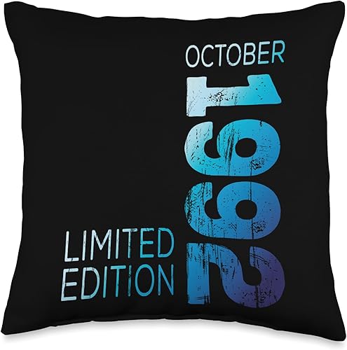 October Year Retro Vintage 1992 Edition Throw Pillow, 16x16, Multicolor