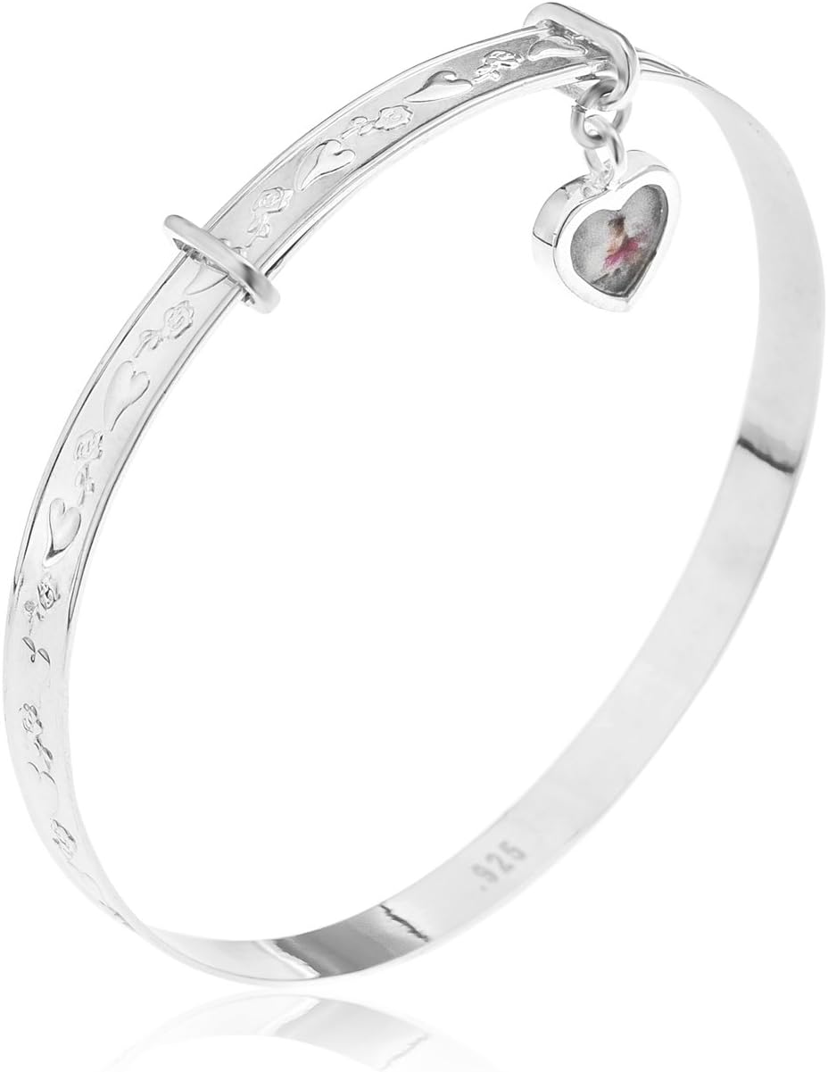 Lisa Jane Silver Children's Expander Sterling Silver Bangle With Charm