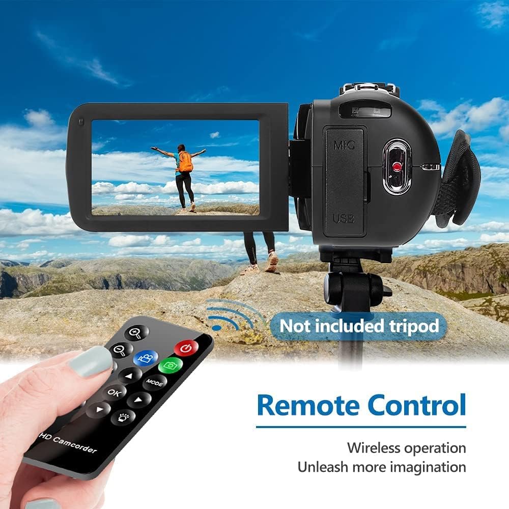 2.7K 30 FPS Video Camera 42MP 18X Digital Camera Video Camera for YouTube 3.0inch Flip Screen Camcorder Vlogging Camera with Remote Control and Two Batteries