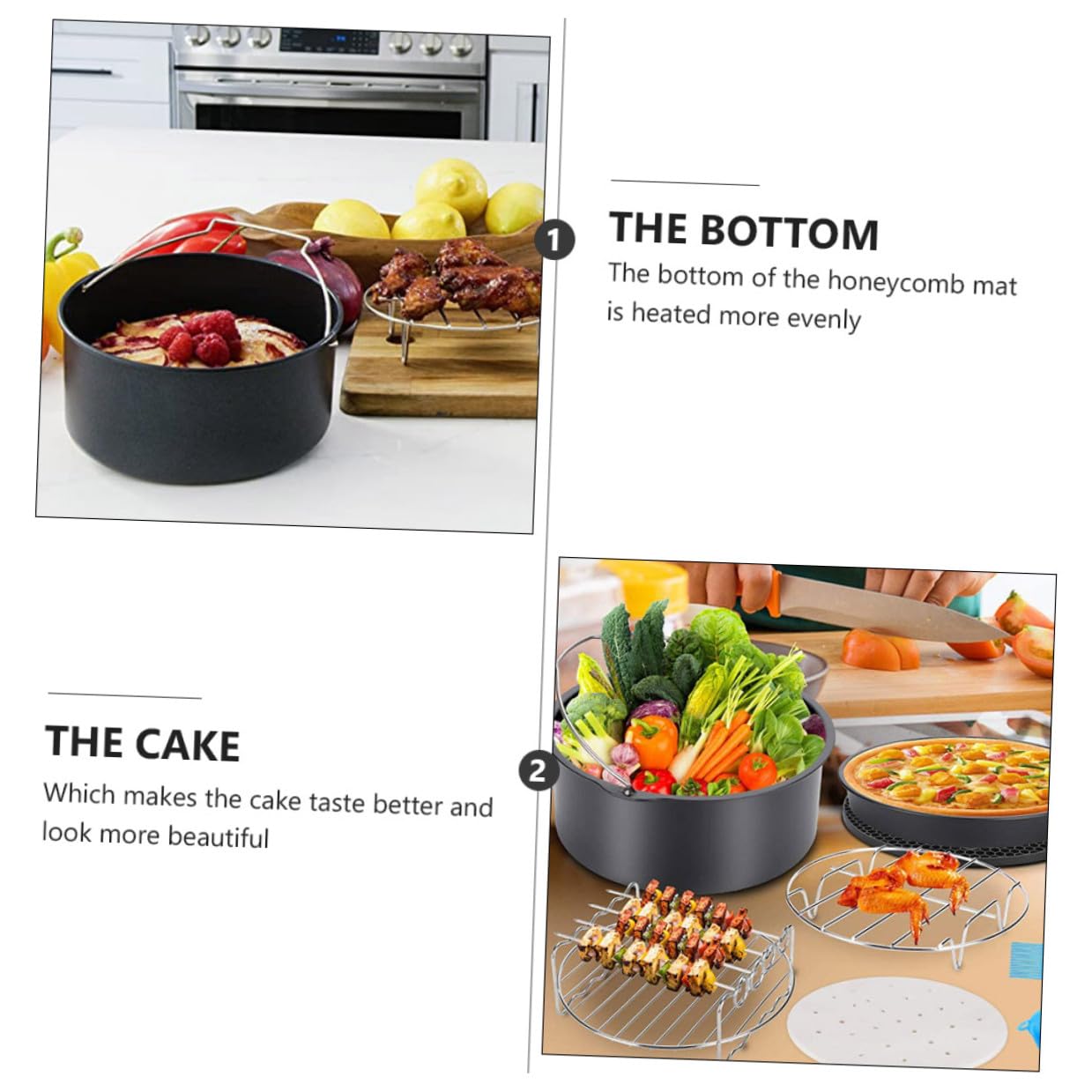 BESPORTBLE 6 Stück Teiliges Airfryer Zubehör Backformen aus Umweltfreundlichem Material Antihaftbeschichtete Kuchen Pizzakörbe Hitzebeständig Passend für Heißluftfritteusen