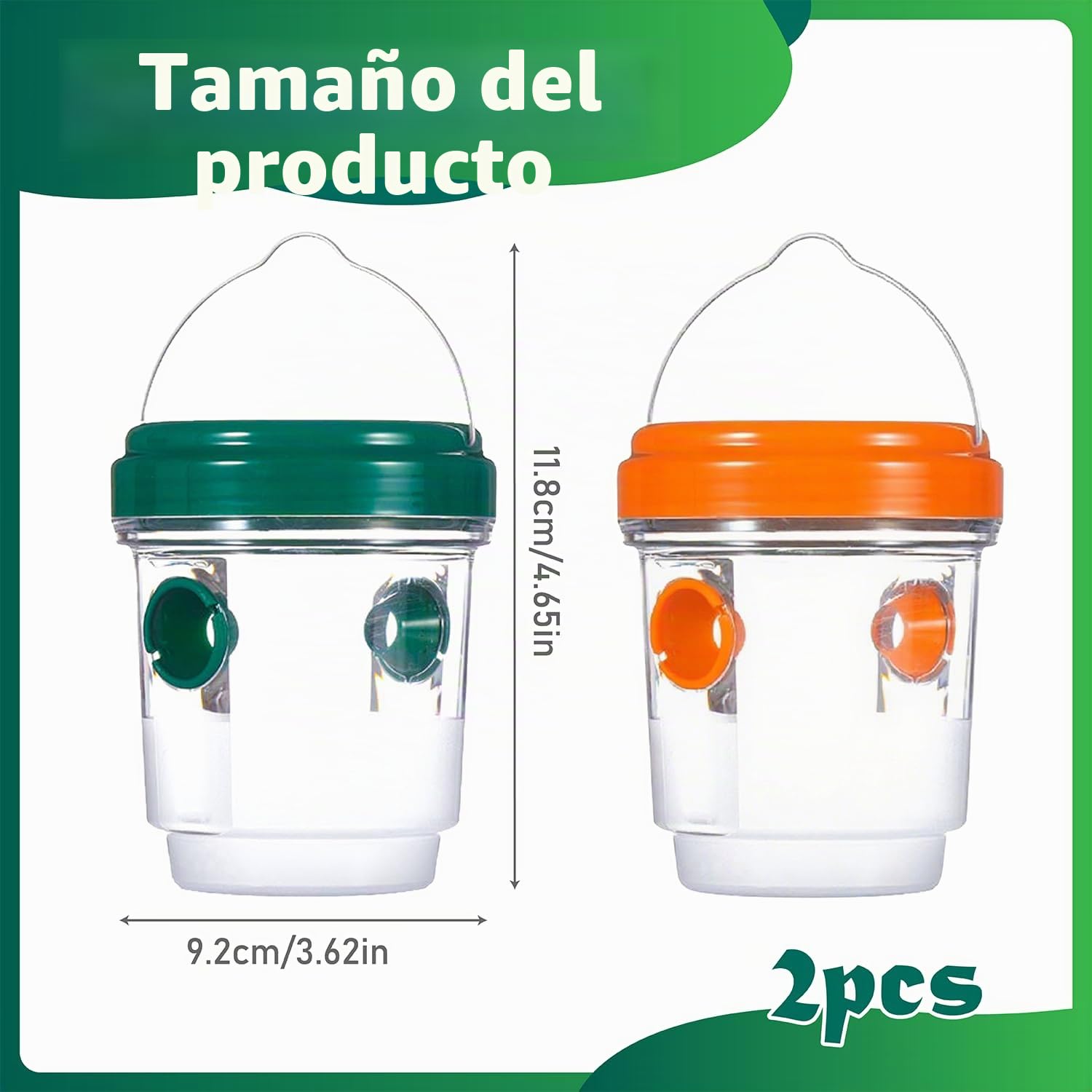 2 Piezas Trampa para Avispas Viva, Trampa Avispas Exterior Jardin Balcon, Atrapador de Avispa para Jardín, Balcón y Camping, Sin Productos Químicos