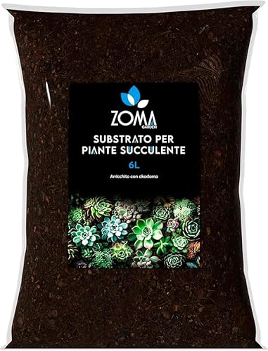 ZOMAGARDEN Terriccio per Piante Grasse Professionale - Formulato per Prevenire Ristagni Idrici e Fornire Nutrienti Essenziali - Adatto a tutte le piante grasse e succulente - Contiene Akadama (6L)