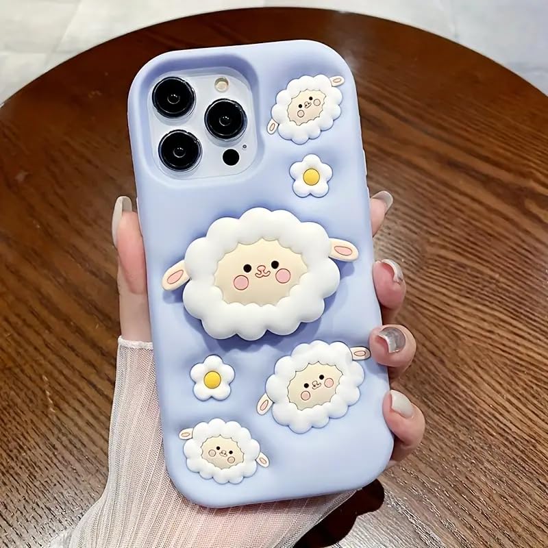 Image of MIDOS Back Cover Compatible with iPhone 14 Pro Max Soft Silicone 3D Cute Cartoon with Holder Full Protective Case for iPhone 14 Pro Max (Case 6)