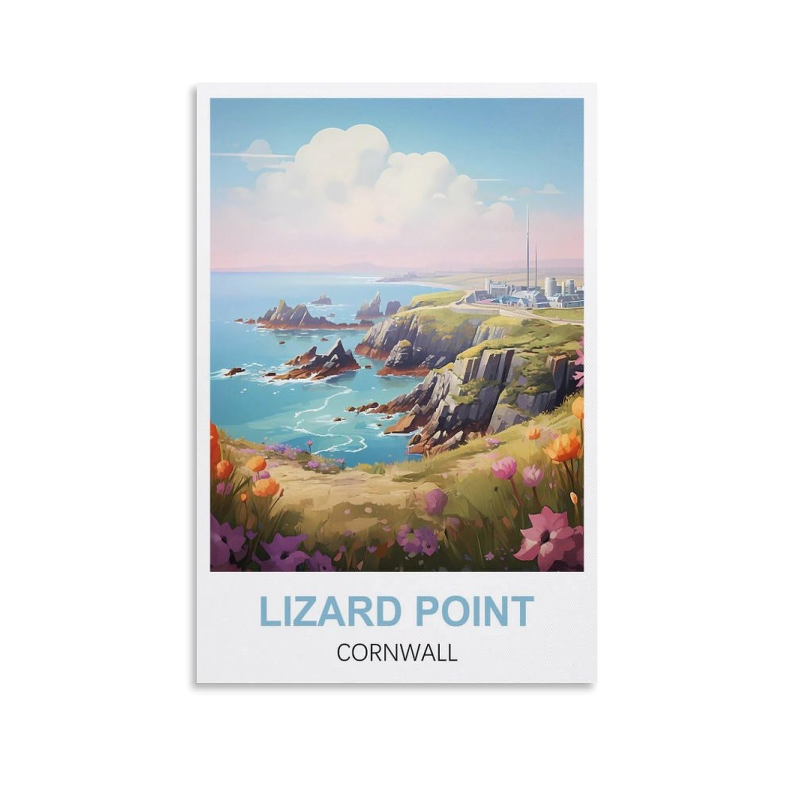 Cyyhgee Unframe-Style Lizard Point Cornwall Vintage Travel Poster 24X36inch(60X90cm) Canvas Poster Wall Art Living Room Home Decor