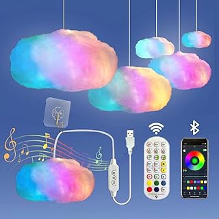 Lichaser RGB Cloud Led Lights with 2.4G Remote and Bluetooth APP Changing Color into Rainbow Cloud, Lightning Cloud,etc. Cool Cloud LED Lights for Wall Room Home Bedroom Decor(≈24*16inch) (24inch, RGB)