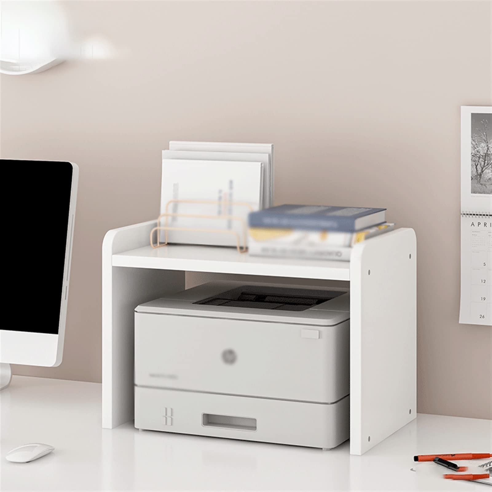 Supporto per Stampante Multistrato e scrivania - Supporto salvaspazio per scrivania da Ufficio e armadietto - Libreria Versatile e Porta Accessori per Piccoli Oggetti
