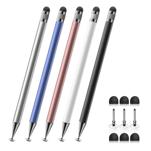 Bopomofo Stylus 5 Pcs 2-in-1 Stylus Pen for Touch Screen High Precision and Sensitivity Suitable for iPhone ipad
