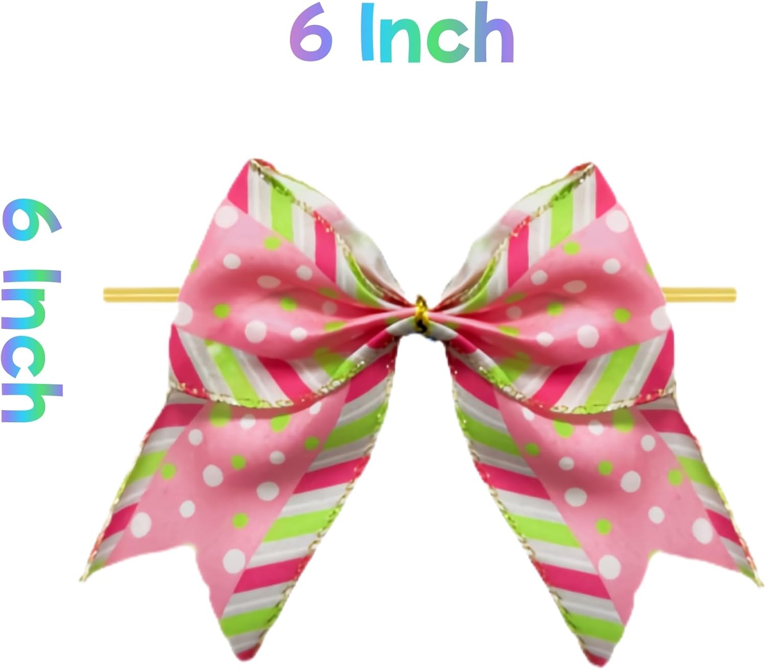 12 Pcs Pink and Green Ribbon Bows 6 Inch Christmas Candy Cane Lollipop Burlap Bows for Tree Wreaths Gift Wrapping Garland Ornaments Holiday Party (Pink, Polka Dots) - Image 2