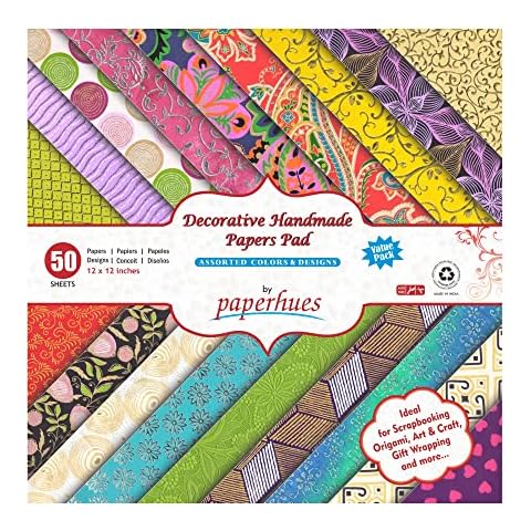 Paperhues Decorative Scrapbook Papers 30x30cm Pad, 50 Sheets, Assorted Colors. Forever Collection. Specialty Handmade Origami Papers for Gift Wrap, Scrapbooking, Greeting Cards, Covers, Art And Craft Cover