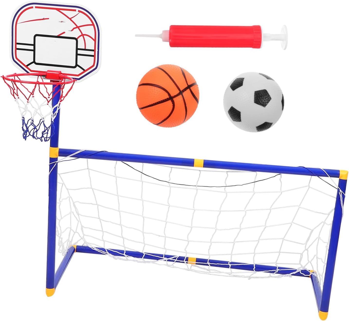 BESPORTBLE Portable Soccer Goal and Basketball Hoop Set Outdoor Sports Equipment for Boy Girl Durable Dual-use Soccer Net and Basketball Stand for Backyard Games and Practice Activities