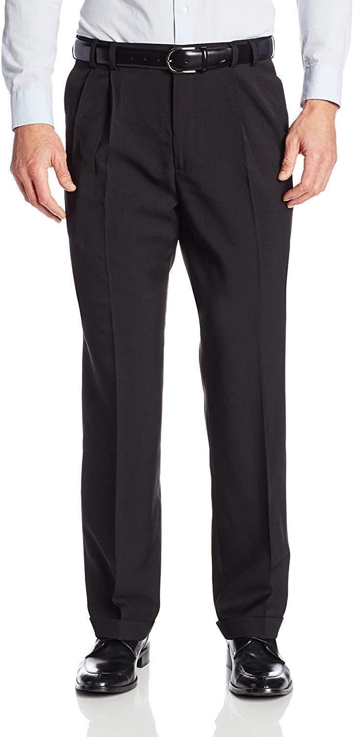 Van Heusen Men's Big and Tall Stretch Traveler Cuffed Crosshatch Pleated Pant