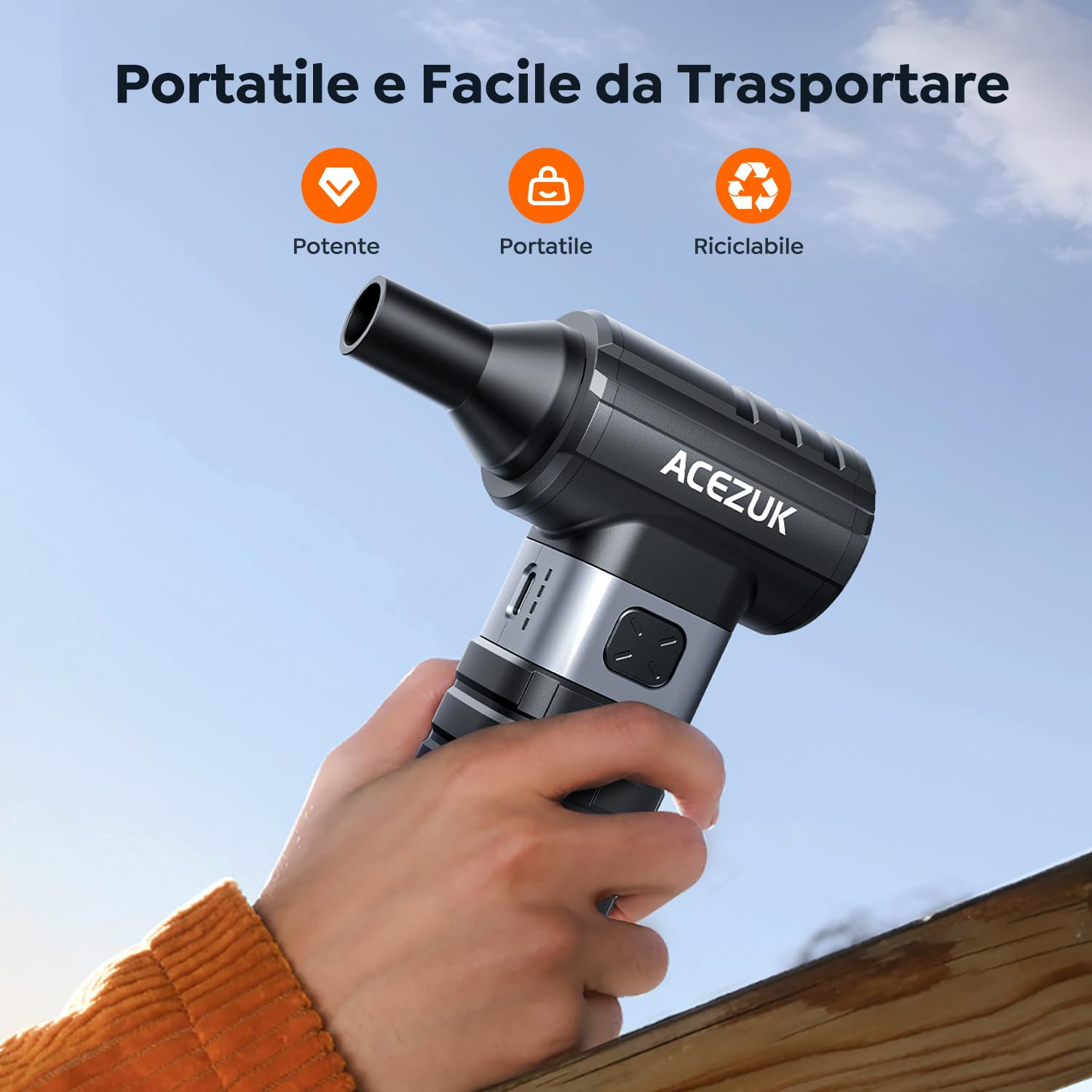Aria Compressa Elettrico Rimuovi Polvere, 250000RPM & 10500mAH & 4 Velocità Air Duster Soffiatore PC con Batteria Ricaricabile Per PC, Tastiera, Ufficio, Auto, Puliz