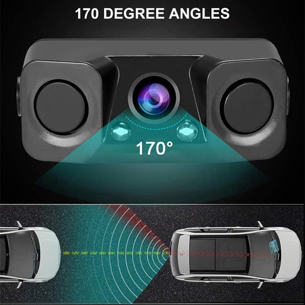 Kit sensori parcheggio Kit sensori radar di retromarcia per auto 3 in 1 display telecamera sensore parcheggio con angolo 170 gradi
