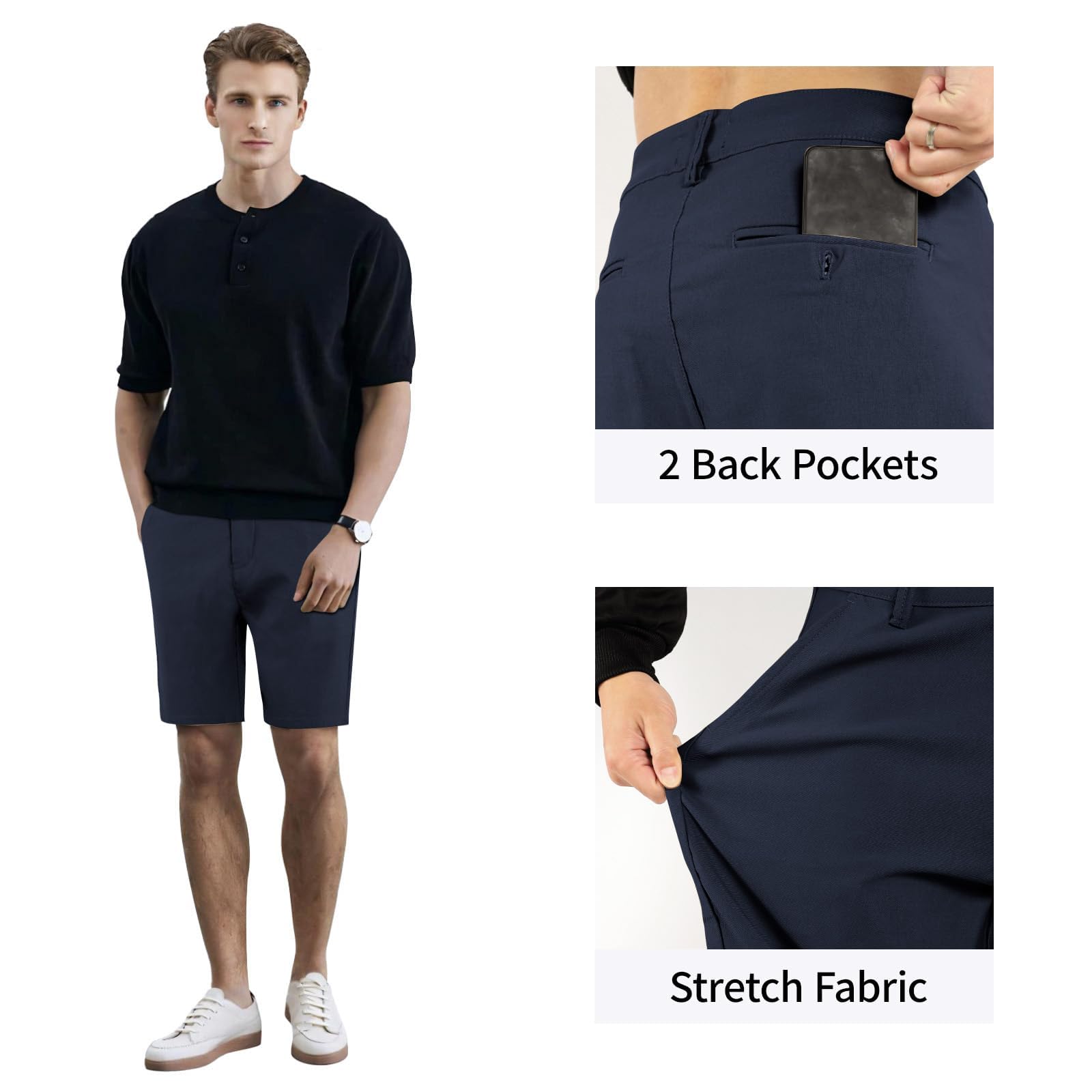 GINGTTO Pantaloni Corti Uomo Slim Fit Elasticizzati Pantaloncini Chino Estivi Short Stretch Calzoncini