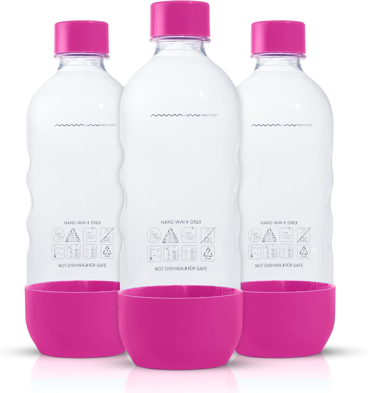 Replacement Carbonating Sparkling Water Bottles for SodaStream - 1 Liter, BPA-Free & Leak-Proof (Compatible with Fizzi, One Touch, Jet, Source, Play, Genesis, Power Models) - 3-Pack (Multi)