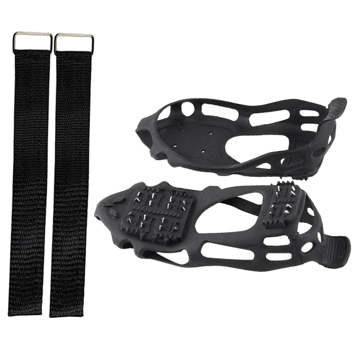 WRITWAA 1Set Non Slip Slip Shoe Covers with Crampons Teeth Outdoor Ice Grippers for Mountaineering Climbing and Winter Sports Flexible TPE Material