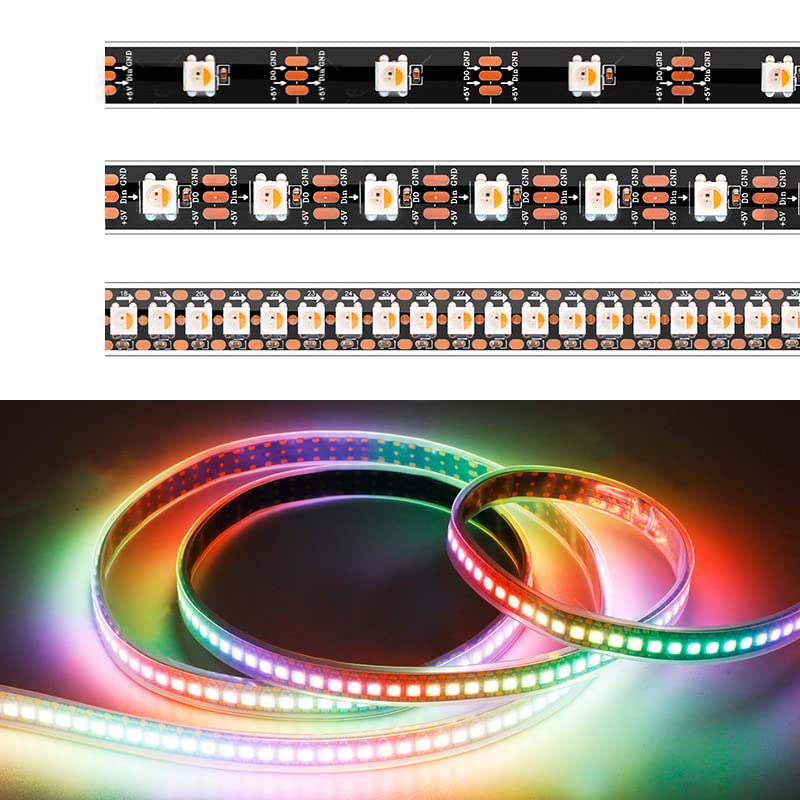 TOPXCDZ SK6812 RGBW Led Strip Licht 4 in 1 Vergelijkbare WS2812B 1m 5m 30 60 144 LEDs individueel adres RGBWW Led Lichten IP30 65 67 5V (1M 144LED/M, Black Pcb Ip30 Rgbw)