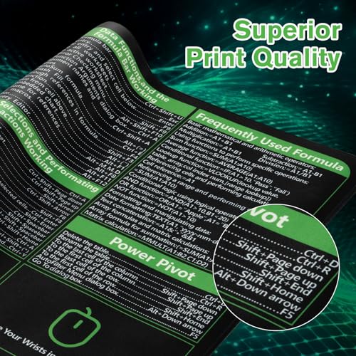 Image of iCasso Excel Cheat Sheet Desk Pad, Excel Mouse Pad Shortcuts, Excell Short Cut Desk Mat, Extended Large XXL Non-Slip Exel Mousepad with Stitched Edges for Computer Keyboard