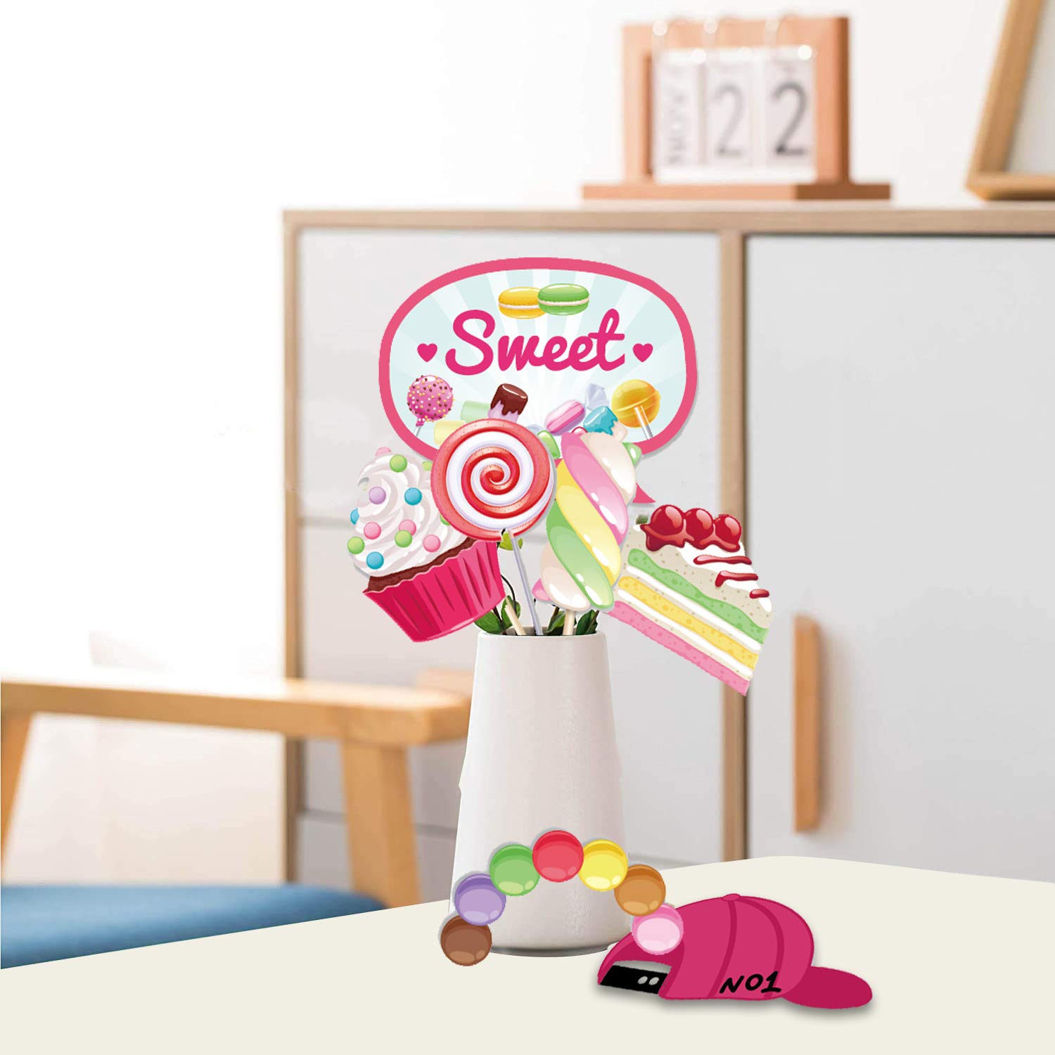25 Süßigkeiten-Fotoautomaten-Requisiten – Für Candyland-Partys, Geburtstag, Selfie & Deko