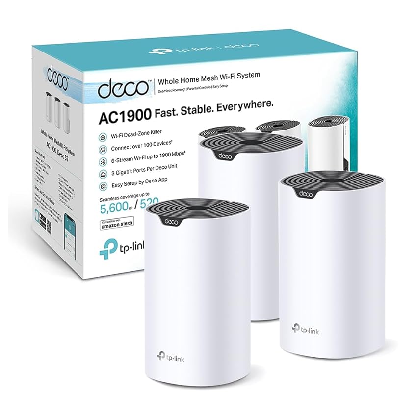 Immagine del prodotto TP-Link Deco S1900(3-pack) Router WiFi Mesh AC1900Mbps, 3 Porte Ethernet Gigabit, Modalità Router e Access Point, Parental Control, 3 Pezzi con Copertura fino a 520㎡, Compatibile con Amazon Alexa