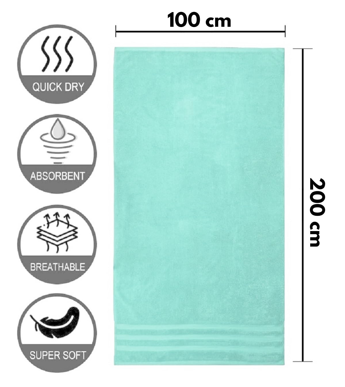 WovenWonder Pack of 2 Super Jumbo Bath Sheets (100 x 200 cm-600GSM) Luxury 100% Egyptian Cotton Soft Extra Large Bath Sheet Towels Highly Absorbent & Quick Dry Hotel Quality Towel Set (Mint) - Image 3