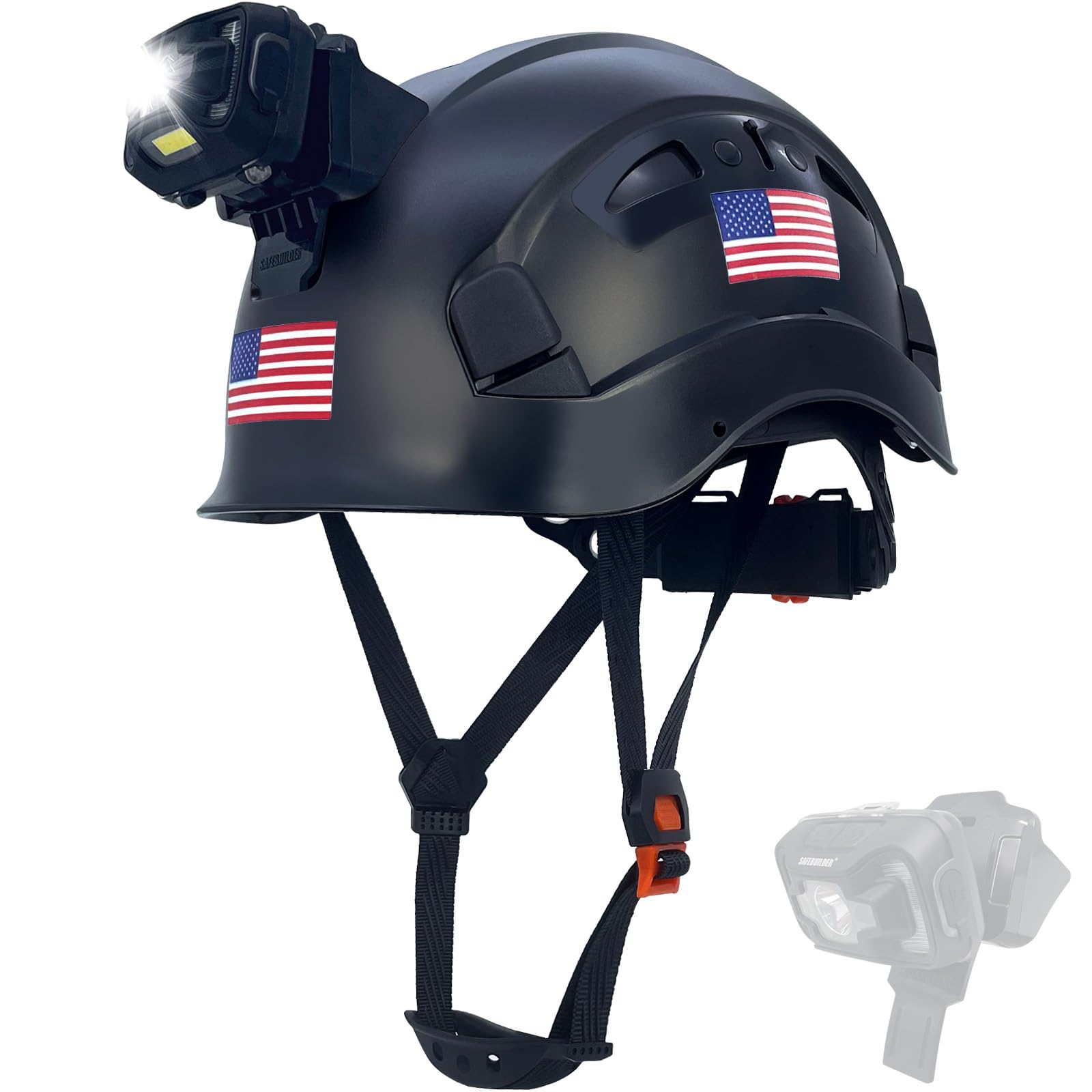 SAFEBUILDER Construction Safety Helmet with Headlight Hard Hat