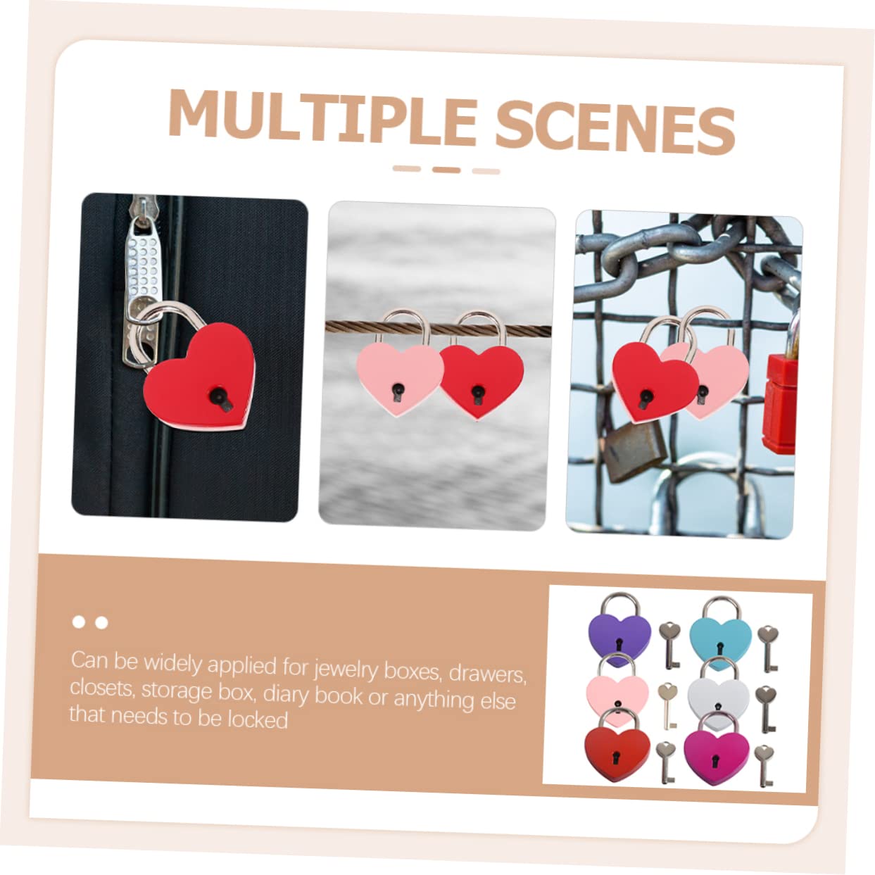 OSALADI 18pièces Cadenas Forme De Cœur De Mini Cadenas Métalliques Avec Clés Pour Journal Boîte à Bagages