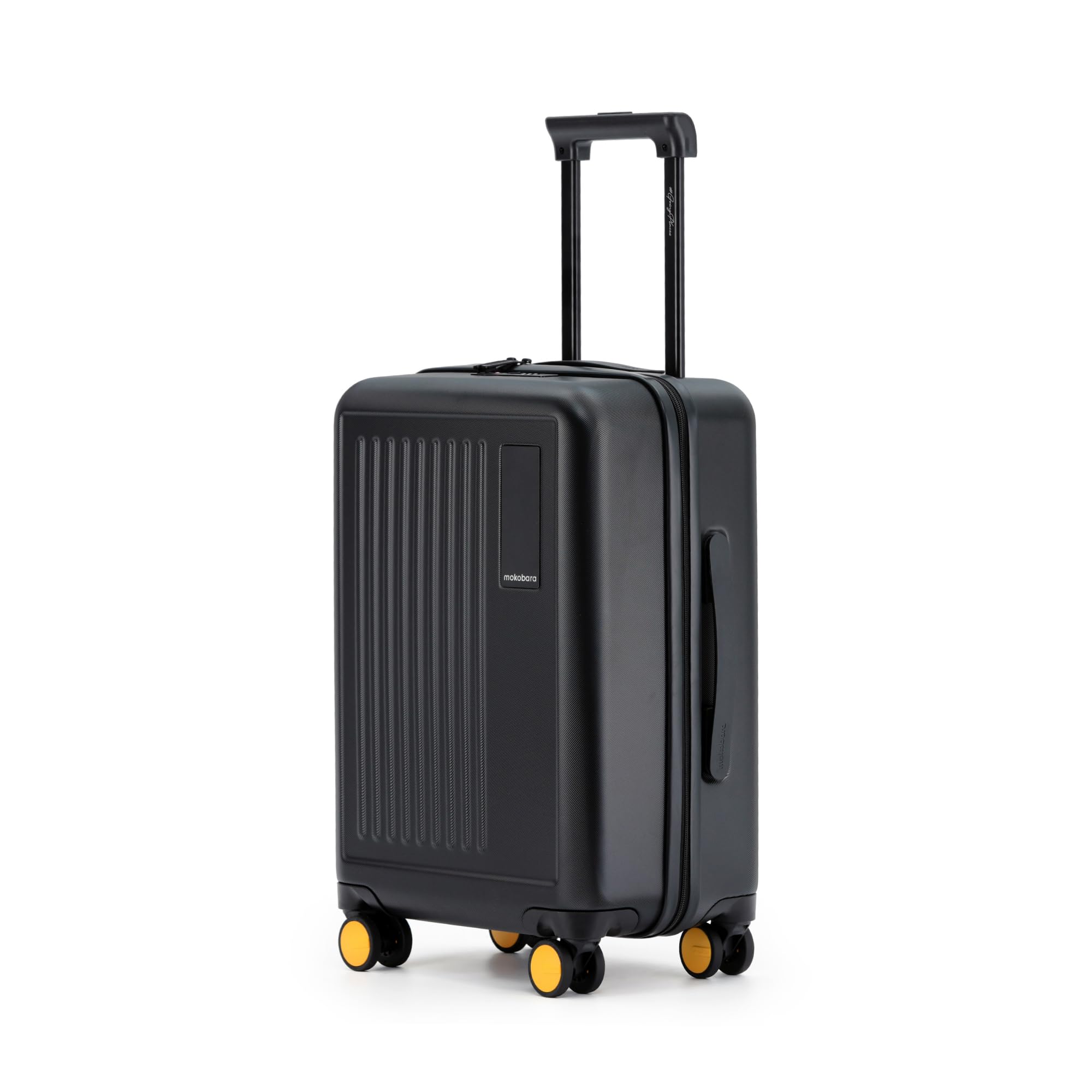 MOKOBARA Transit Cabin Luggage Trolley Bag-54cm(40L),Lightweight Polycarbonate Hardshell,360° 8 Silent Wheels,One-Push TSA Lock,Premium Zippers,Carry On Trolley for 3-5 Day Travel,Black(Money Moves)