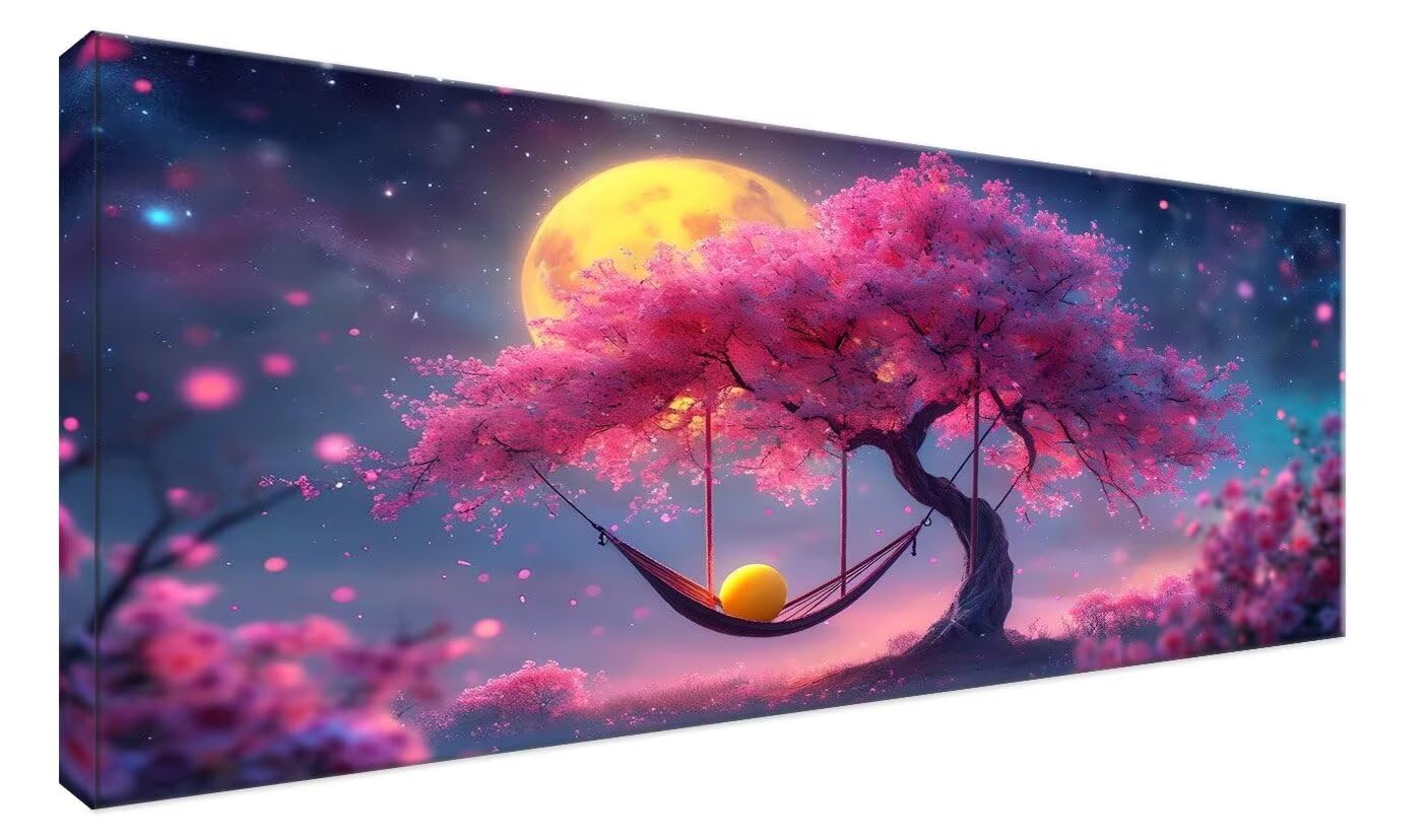 Diamond painting luna y árbol DIY de 70x40cm para manualidades de adultos 7
