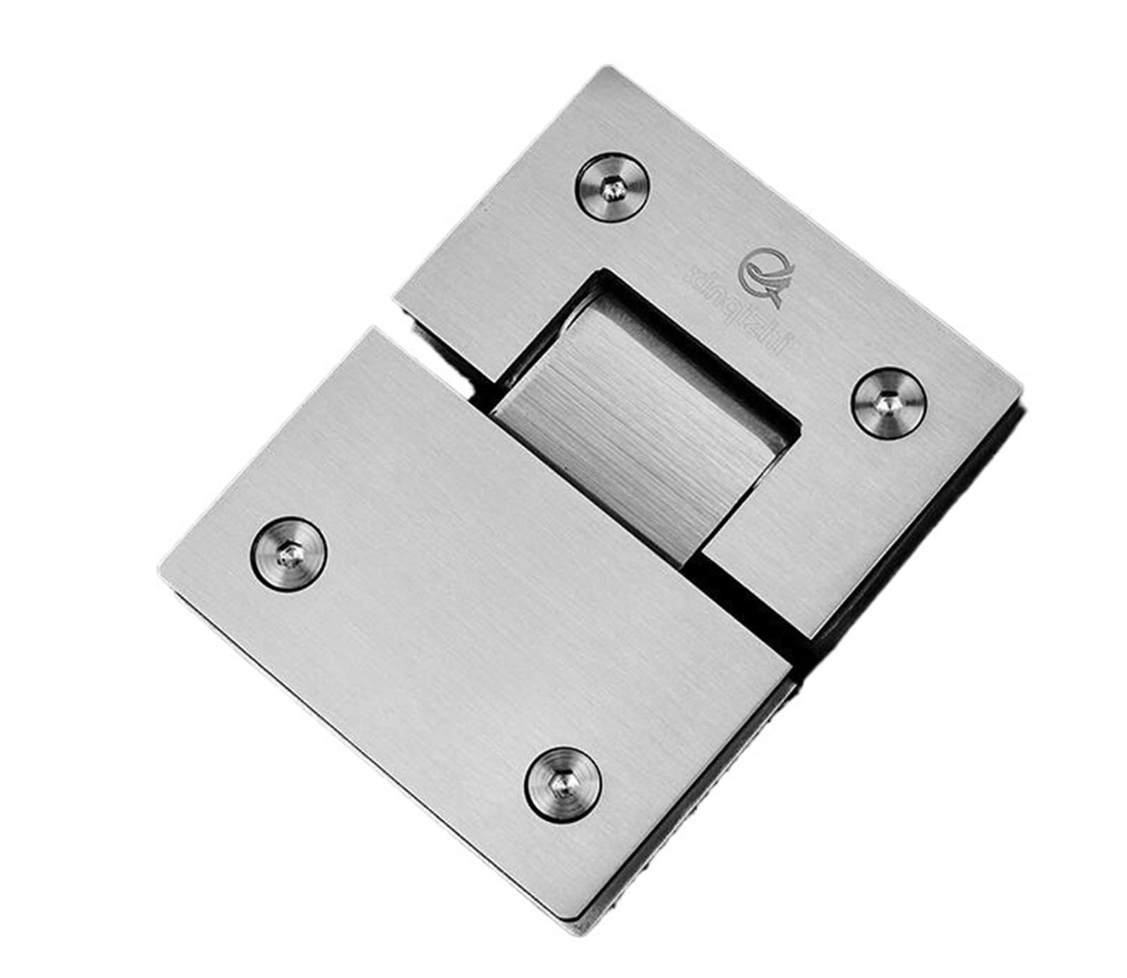 Pknaqwlsx Brushed Glass Door Hinge Bathroom Clip Shower Room Hinge Frameless Door Glass Clip Stainless Steel 180 Degree Glass Door Hinge(Xqz-012)(Brushed)