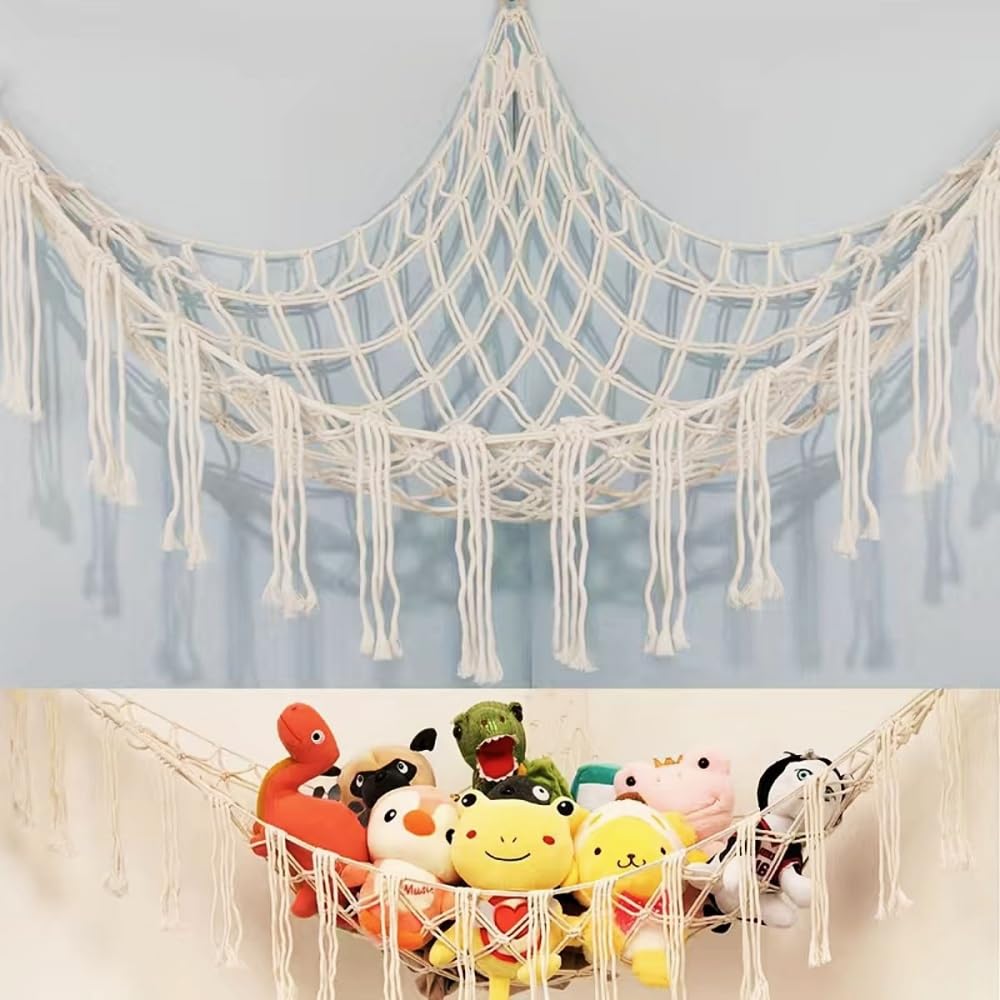 Hamac de Rangement pour Peluches, Sac en Filet Suspendu pour Jouets