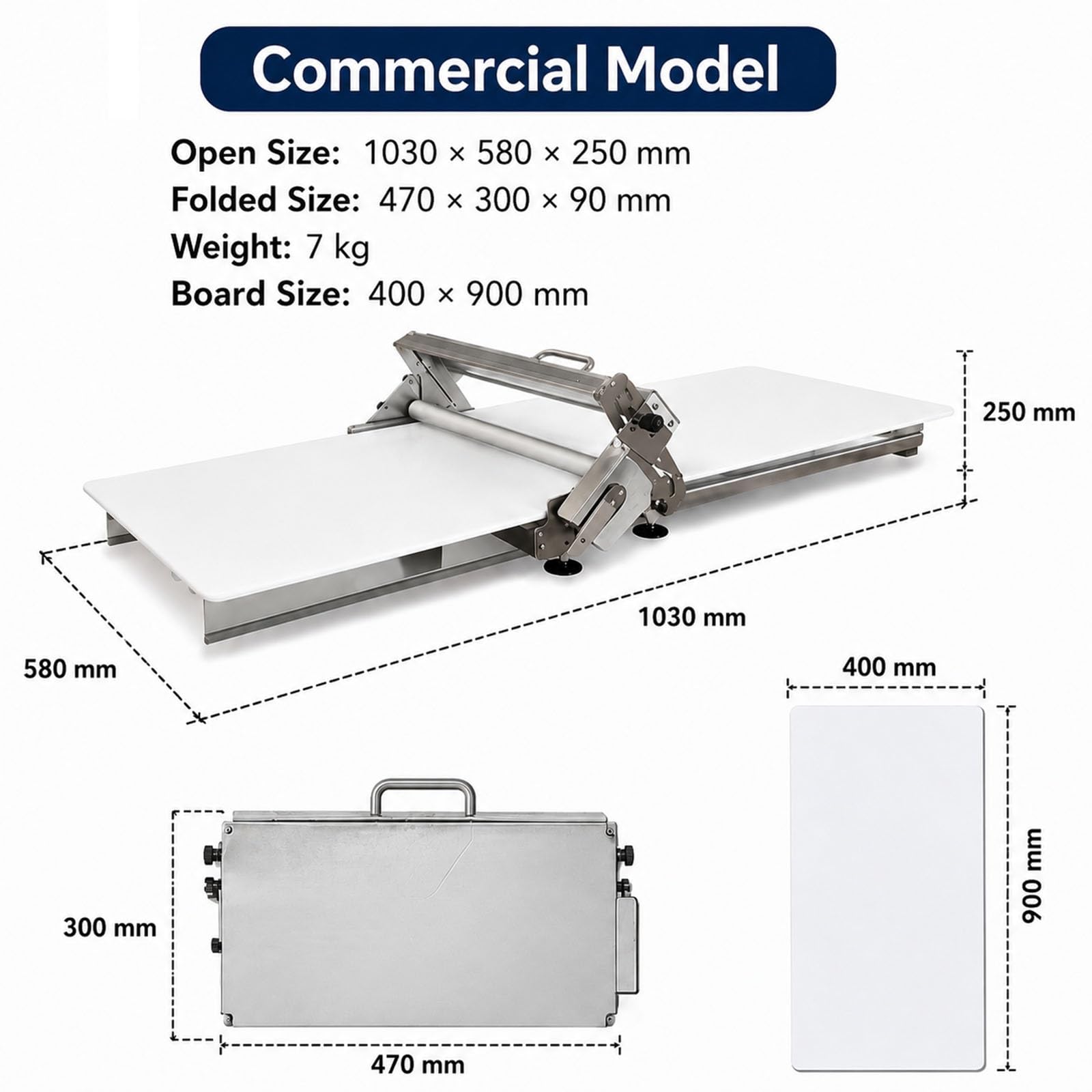 Laminadora Plegable para Masa, Laminadora Manual para Croissant y Masa Hojaldrada, Equipo para Panadería y Repostería Profesional(Commercial Bakery)
