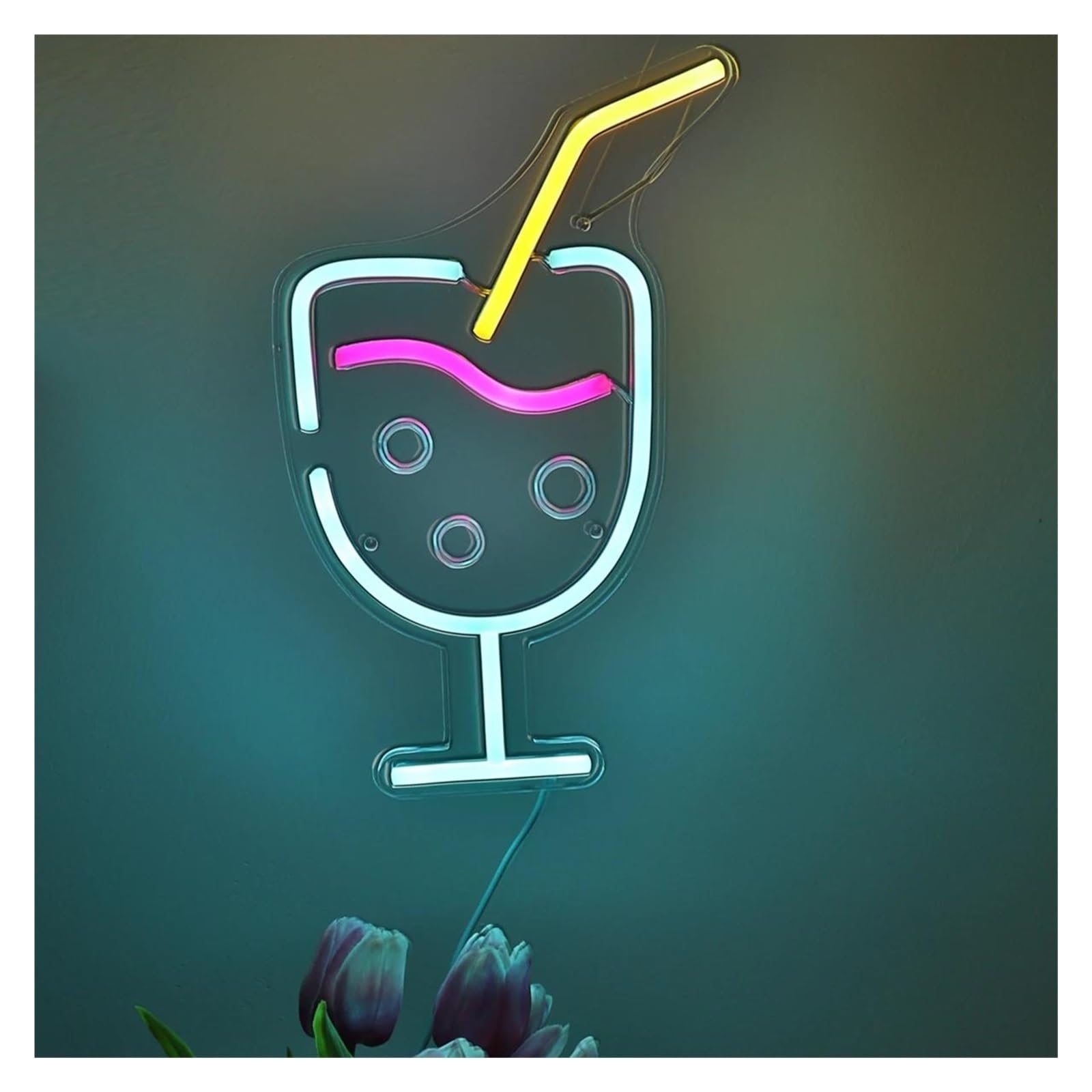 Insegna luminosa al neon Cocktails Juice Goblet per insegna al per neon per alimentazione per USB dimmerabile per luce per