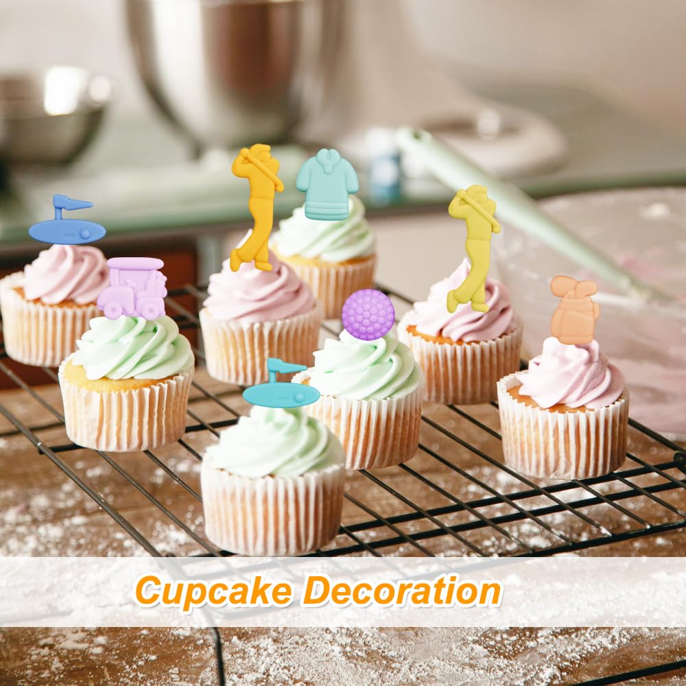 Paquete de 2 moldes de silicona para chocolate con 32 cavidades temáticas de golf, moldes de silicona para gomitas de chocolate para cumpleaños, accesorios de fiesta temática de cumpleaños, decoración 4