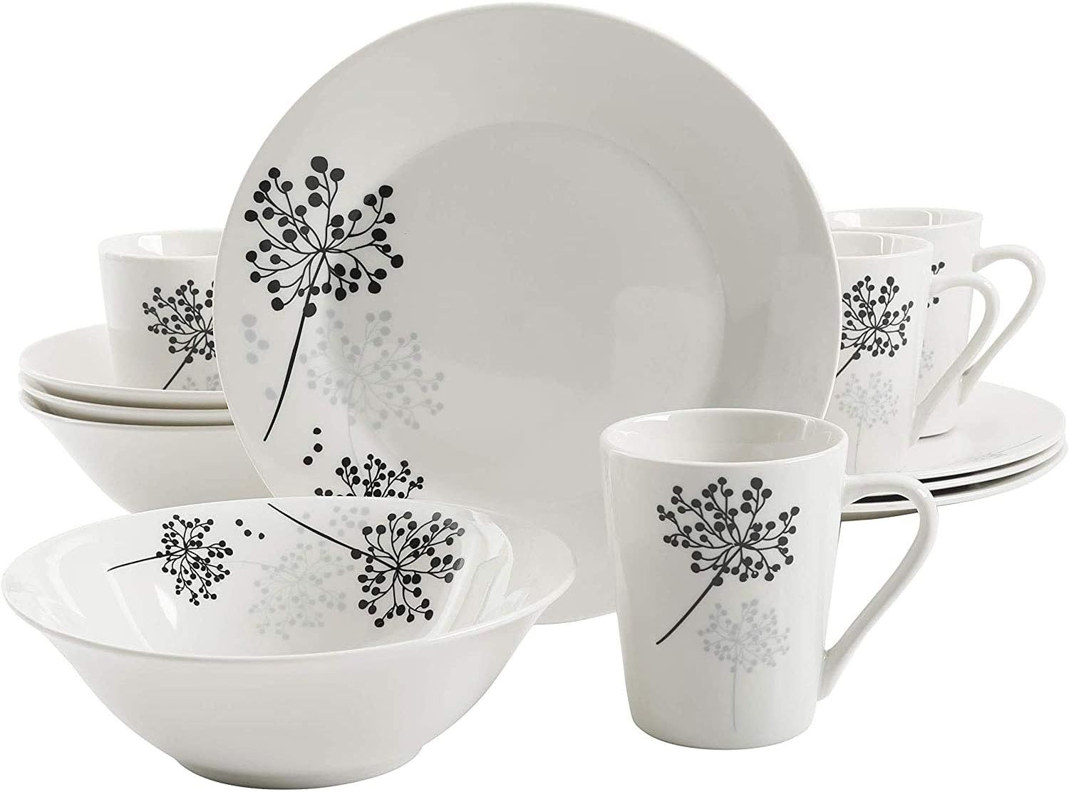 Gibson Home Netherwood Round Dinnerware Set, Service for 4 (12) Piece, White