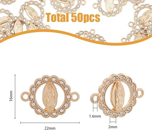 Miniatura 2 de 50 dijes de la Virgen María, collares de aleación de talismanes de la bendita madre, colgantes de diamantes de imitación, medallones religiosos de