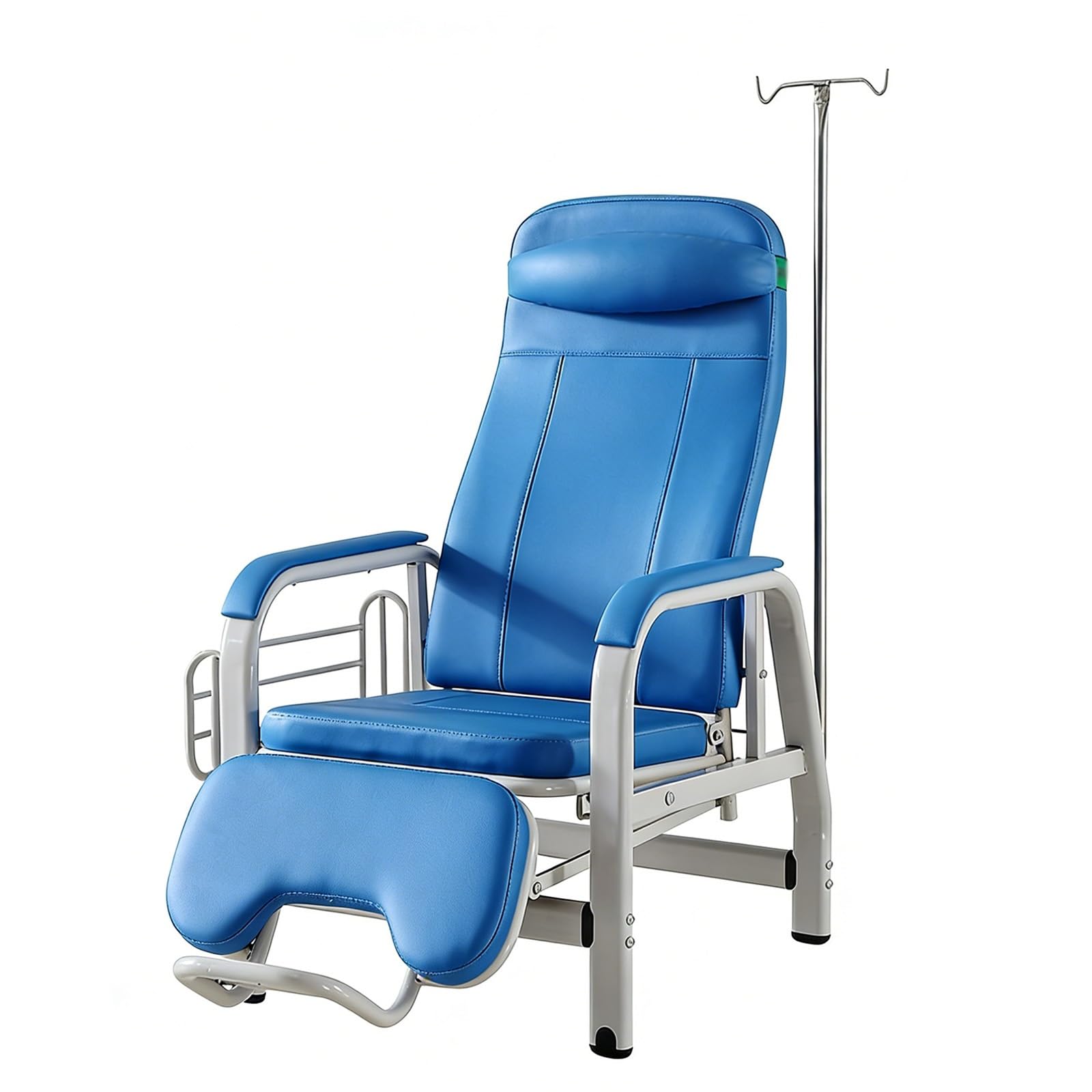 Pojedynczy Fotel do Kroplówki, Regulowane Fotele Medyczne z Podpórką na Kroplówkę, Miękkie Siedzisko do Szpitali, Holów, Klinik i Domów Opieki(Blue)