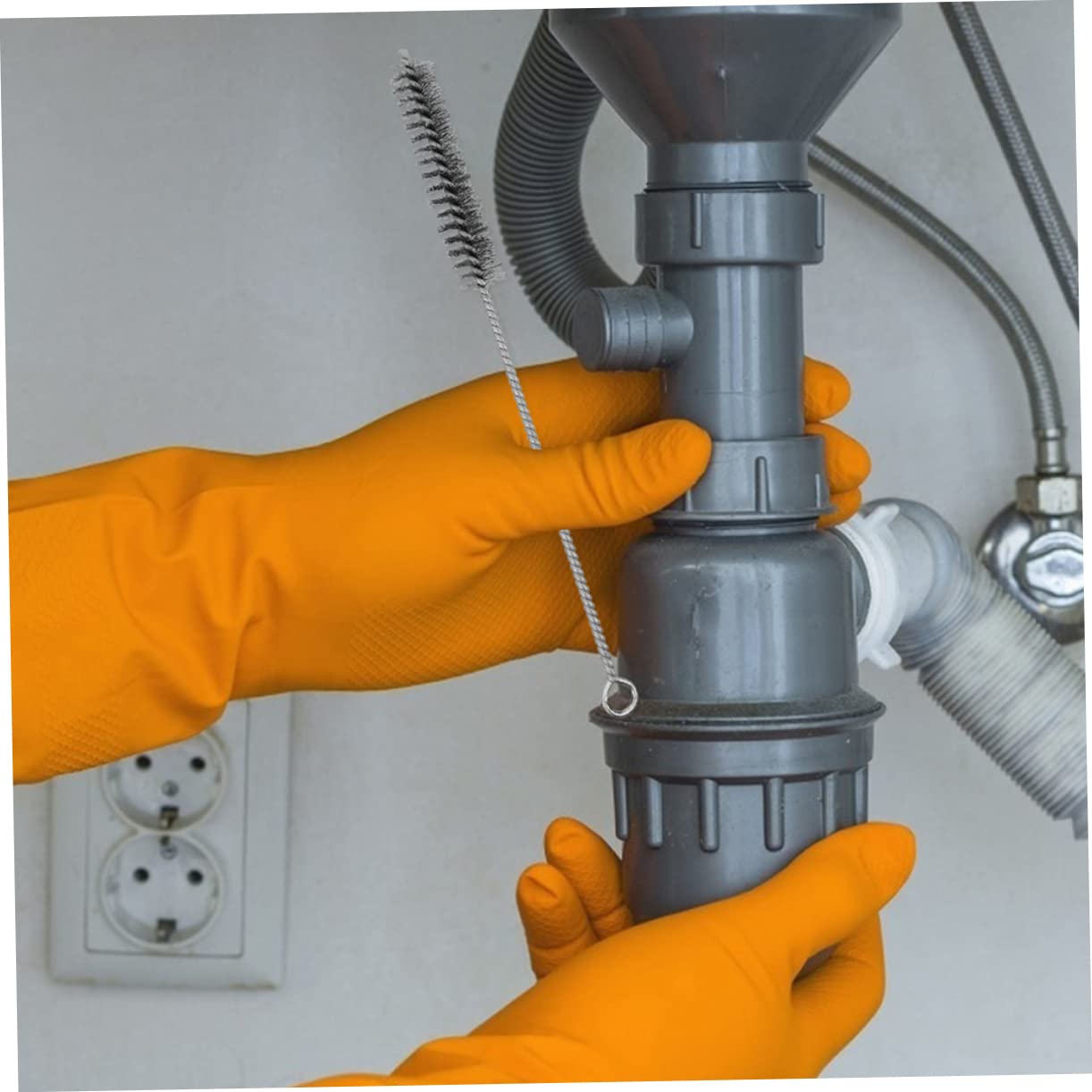 Garneck Large Pipe Cleaners 6pcs Steel Brush Cleaner for Drain Brush Sink Dredge