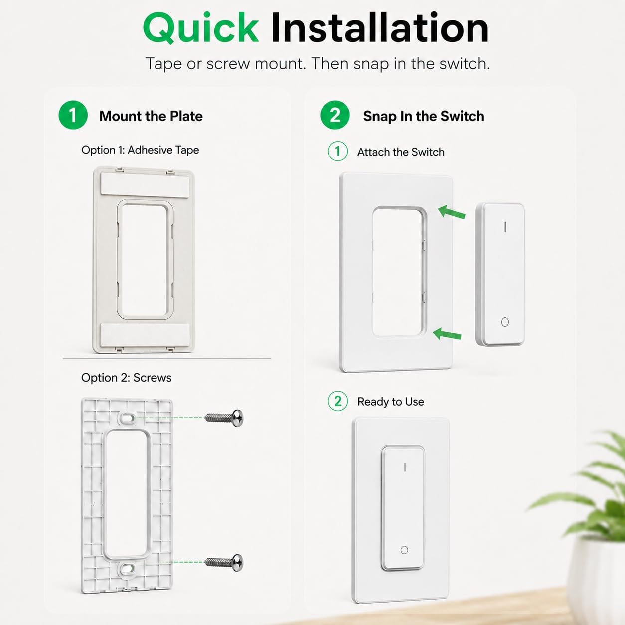 Remote Control Outlet Plug with Remote Switch, Long Range Wireless Light Switch for Lamps and Household Appliances, 15A/1875W, UL Listed, White image 5