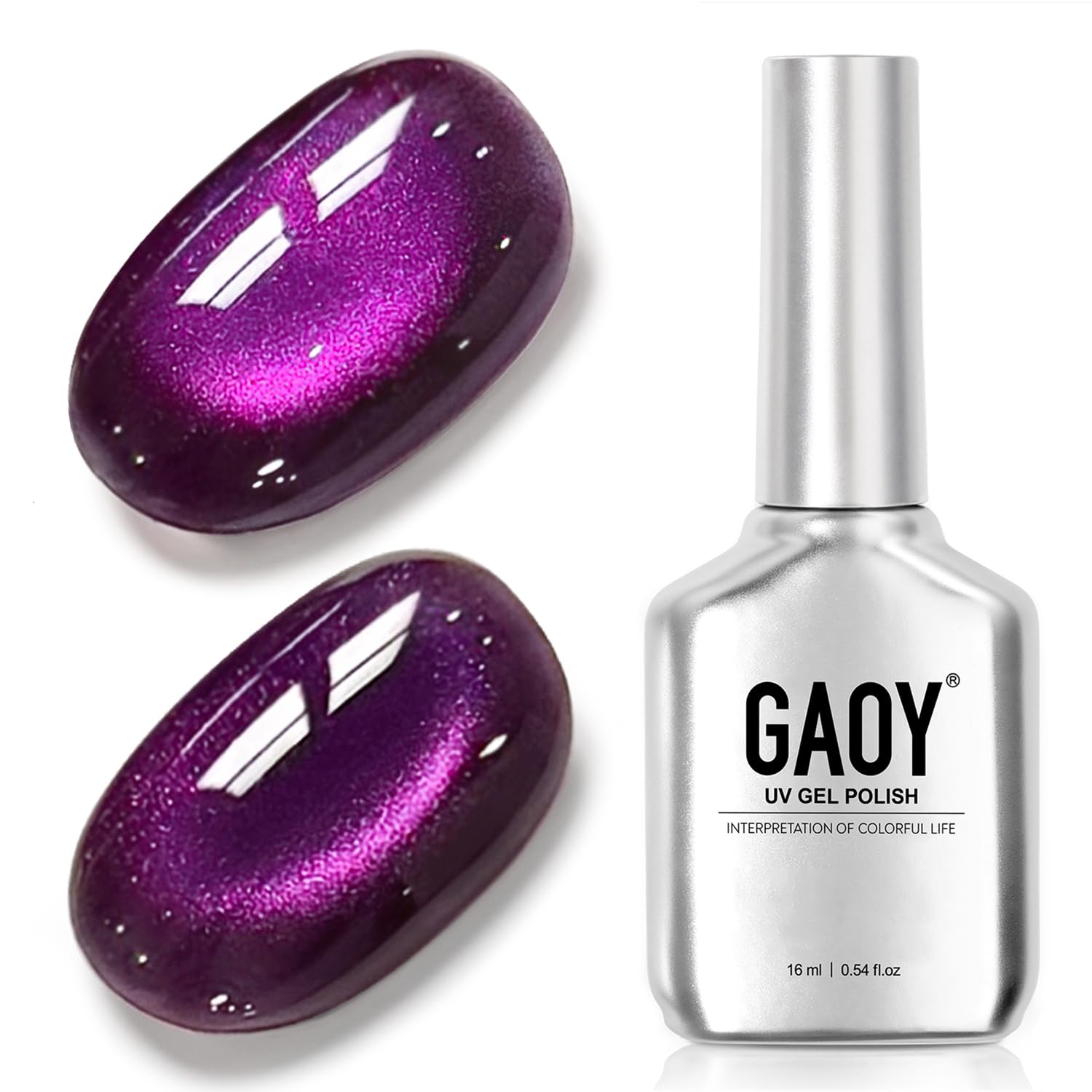GAOY Purple Glassy Cat Eye Gel Nail Polish, UV Cure, 16ml, 4477 Iris Dream