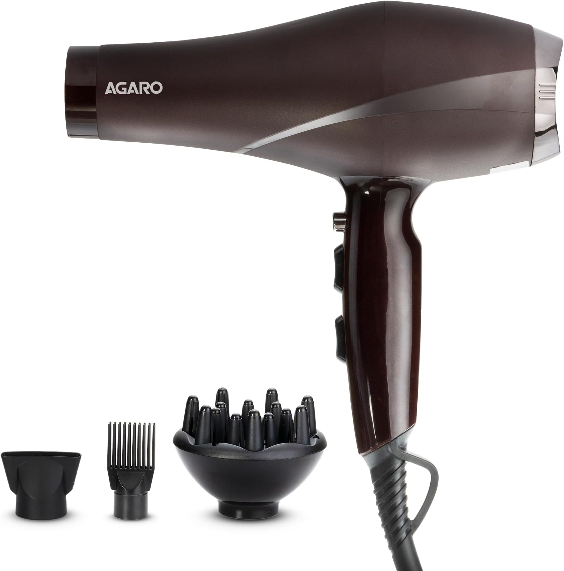 HD-1120 2000 Watts Professional Hair Dryer with AC Motor, Concentrator, Diffuser, Comb, Hot and Cold Air, 2 Speed 3 Temperature Settings with Cool Shot For both Men and Women, Black