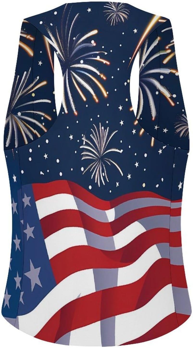 U.S.A. 4th of July Women's Tuxedo Waistcoat Suit Vest | 3 Button V-Neck Slim Fit Casual Sleeveless Top