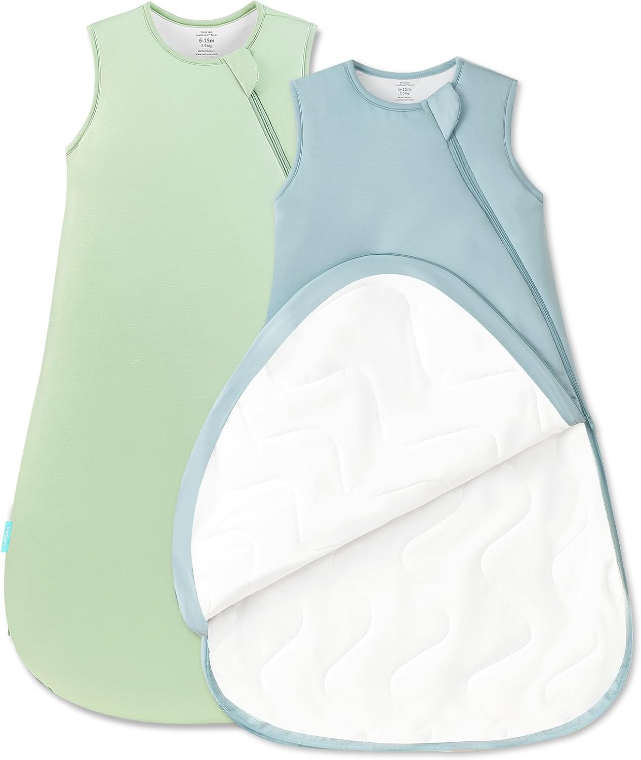 purcomfy quilted supersoft sleep sack, 2.5 tog premium bamboo viscose warm baby sleeping bag, thick babies wearable blanket slate & sage 6-15 months
