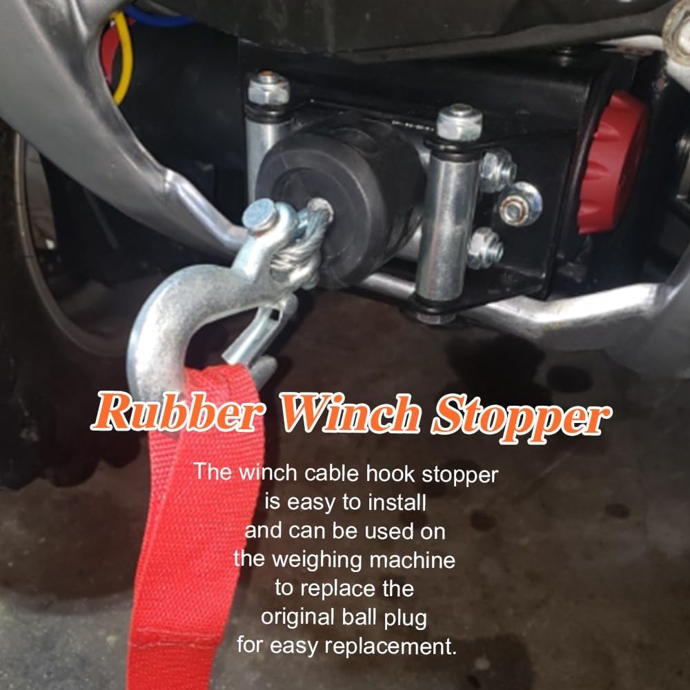 Winch Cable Hook Stopper, Winch Bumper, Rubber Winch Stopper with Stainless Steel Screws and Nuts, Winch Accessories Cable Saver Hook Stopper Line for Synthetic Rope, Cable Line, Towing Hook