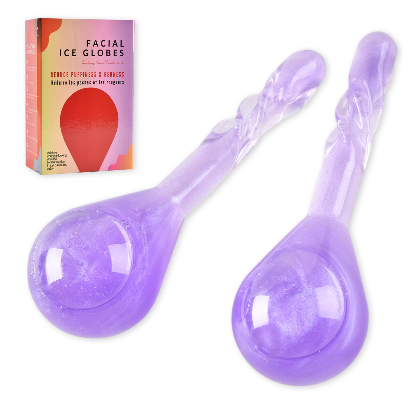 Lazzybeauty Ice Globes for Face Eye, Facial Ice Globes Cooling Ball Sculpting Beauty Tool, Skin Care Icy Roller Reduce Eye Puffy Redness Smooth Wrinkles, Frozen Globes Cryo Stick for Home Spa Relax